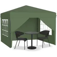 UISEBRT 3x3 m Pop-Up Pavillon, Faltpavillon Ein-Knopf Schnellaufbau, wasserdicht & UV-Schutz, mit 4 Seitenteilen, inkl. Tasche – Grün