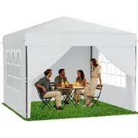 ACXIN Pop-Up Pavillon 2,5x2,5 m, Ein-Knopf Schnellaufbau, faltbares Party- & Gartenzelt, wasserdicht & UV-Schutz, mit 4 Seitenwänden, inkl. Tragetasche – Weiß