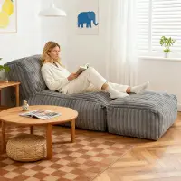 MODFU Modular Floor Chaise Lounge Einzelsitz mit Rückenlehne Multifunktionssofa Flannelette für kleine Wohnungen geeignet Hellgrau