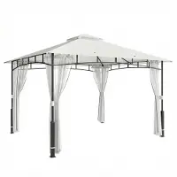 Welikera Pavillon, 3x3,6 m wasserabweisend Stabil Gartenpavillon mit Moskitonetz, Doppeldach, für Garten, Terrasse, Schwarz