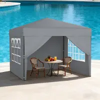 YARDIN 2,5x2,5 m Pop-Up Pavillon, Ein-Knopf Schnellaufbau, wasserdicht & UV-Schutz, mit 4 Seitenteilen, inkl. Tasche – Silber