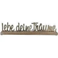 Gilde Dekoaufsteller "Lebe Deine Träume" in Beige/ Gold - (B)40 x (H)9 x (T)6 cm - onesize