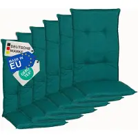 NYVI Gartenstuhl Auflagen Hochlehner 6er Set Barcelona - UV-Beständig, Atmungsaktiv, Strapazierfähig - Hochlehnerauflagen Sitzkissen Outdoor - Sitzauflagen für Gartenstühle 118x50cm Türkis