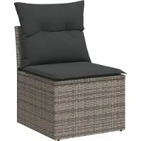 vidaXL 3-tlg. Garten-Sofagarnitur mit Kissen Grau Poly Rattan