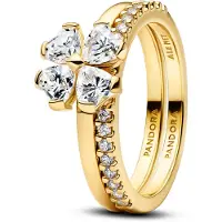 Pandora 164507C01 Damenring Funkelnder Glücksklee Goldfarben