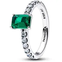 Pandora 194506C01 Silberring für Damen Rechteckiger Funkelnder Grüner Heiligen