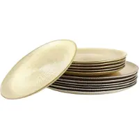 OTIX Speiseteller-Bord-Set für 6 Personen, Unterplatte, Dessertteller, Gold Glitzer, 12-teilig, 21 cm, 27 cm, Glas AUREA
