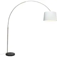 QAZQA Bogenleuchte Stahl Stoffschirm weiß 45 cm - XXL