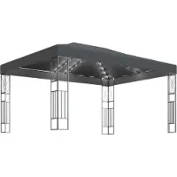 Syfax Pavillon mit LED-Lichterkette 3x4 m Anthrazit Stoff