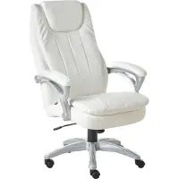 Beliani Chefsessel Cremeweiß Kunstleder Gepolstert Höhenverstellung Drehbar Neigungsfunktion Ergonomische Form Bürostuhl Bürosessel