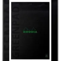 Rhodia 5x Greenpad, gehefteter Block A4 aus flexiblem, Recyclingkarton 350 g/m2, Nr. 18, 70 Bl kariert, RC papier 90 g/m2 - Schwarz 18891C