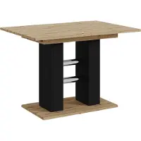 MEBLINI Esstisch Ausziehbar - Esszimmertisch Modern - Küchentisch - Säulentisch - Ausziehtisch - Dining Table - Esszimmertische - 100-140x60x75cm - WILD MINI - Artisan Eiche/Schwarz Matt