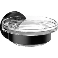 Emco round Seifenhalter, Schale aus Kristallglas, 433013300, Farbe: Schwarz