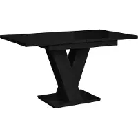MEBLINI Esstisch Ausziehbar - Esszimmertisch Modern - Küchentisch - Säulentisch - Ausziehtisch - Dining Table - Esszimmertische - 120-160x80x75cm - MASIV - Schwarz Hochglanz