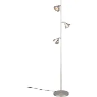 TRIO Lighting LED Stehlampe Romeo, dimmbar, alu / grau / zink, für Wohn- / Esszimmer, Metall, Modern, LED Stehlampe