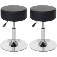 Proregal 2er-Set Hocker höhenverstellbar und drehbar | Sitzhöhe 43-55cm | Durchmesser 35cm | Kunstleder | Schwarz | Sitzhocker Schminkhocker