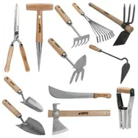 Vito Set 12 Gartengeräte Holzstiel Edelstahl und Eisen handgeschmiedet hohe traditionelle Qualität