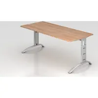 Hjh OFFICE PRO FARO 19 S - 180 x 80 Nussbaum/Silber höhenverstellbar