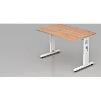 Hjh OFFICE PRO MEGA 12 W - 120 x 80 höhenverstellbar Nussbaum/Weiß