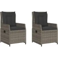 vidaXL Gartensessel 2 Stk. Verstellbar Grau Poly Rattan