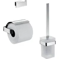 Emco loft WC-Set, Toilettenpapierhalter mit Deckel, chrom, 059800100