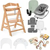 Hauck Alpha Start N Grow Set, Multifunktions-Hochstuhl, Harter Sitz, Grau, Holz, Einfarbig, 5-Punkt, Junge/Mädchen