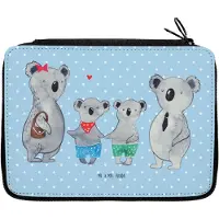 Mr. & Mrs. Panda Bleistiftetui Koala Familie zwei - Blau Pastell - Geschenk, Mäppchen, Koalabär, Federmappe, Federtasche, Muttertag, Familienzeit, Etui, Federmäppchen