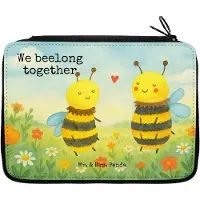 Mr. & Mrs. Panda Etui Biene Verliebt Design - Weiß - Geschenk, Mäppchen, Federmäppchen, Schreibmappe, Federtasche, Federmappe