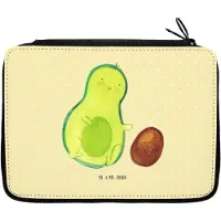 Mr. & Mrs. Panda Federmappe Avocado Kern rollt - Gelb Pastell - Geschenk, Schulmäppchen, Etui, Bleistiftetui, Liebe, Mäppchen, Geburt, Federmäppchen, Schwangerschaft