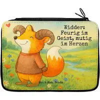 Mr. & Mrs. Panda Mäppchen Widder Astologie Design - Weiß - Geschenk, Astrologie, Federmäppchen, Schlampermäppchen, Etui, Federmappe, Geburtstagsgeschenk, Tierkreiszeichen