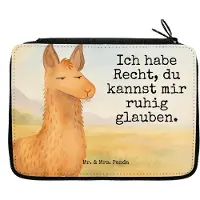 Mr. & Mrs. Panda Schlampermäppchen Lamakopf Genervt Design - Weiß - Geschenk, Lama, Mäppchen, Federtasche, Büro, Lamas, Chef, Bleistiftetui, Freundin, Recht haben