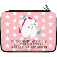 Mr. & Mrs. Panda Federtasche Einhörner Umarmen - Rot Pastell - Geschenk, Schwestern, Einhorn, Liebe, Familie, Etui, Unicorn, Federmäppchen, Stifte, Sister, Bleistiftetui