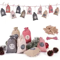 Snq Adventskalender zum Selber Befš¹llen, Weihnachtskalender Selbstbefš¹llen Aufh?ngen, 24 Stoffs?ckchen Selbst Befš¹llen Bastelset, Weihnachten Geschenks?ckchen fš¹r (Bunte Muster)