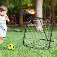 XTEILC Fußball Rebounder mit Heringen Verstellbar in 5 Stufen Tragbar Klappbar Kickback Tor Rückprallwand Netz für Baseball & Basketball 78x84x65-78cm