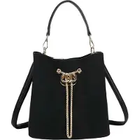 Gallantry Paris Gallantry, Damen Beuteltasche Wildlederoptik mit Kette Dorelia, Schwarz