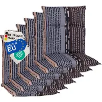 NYVI Gartenstuhl Auflagen Niedriglehner 6er Set Barcelona - UV-Beständig, Atmungsaktiv, Strapazierfähig - Niedriglehnerauflagen Sitzkissen Outdoor - Sitzauflagen für Gartenstühle 100x50cm Bangui Grau