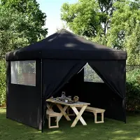 vidaXL Möbel Partyzelt Faltbar Pop-Up mit 4 Seitenteilen Schwarz - Pavillon 4004934