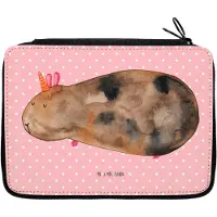 Mr. & Mrs. Panda Federtasche Einhorn Meerschweinchen - Rot Pastell - Geschenk, Meerschwein, Meerhörnchen, Etui für Stifte, Einhörner, Unicorn, Schlampermäppchen, Mäppchen