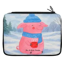 Mr. & Mrs. Panda Etui Schweinchen Glühwein Design - Weiß - Geschenk, Mäppchen, Spruch, Bleistiftetui, Federmäppchen, Federmappe, Federtasche, Weihnachten, Betrunken