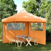 vidaXL Design New Partyzelt Faltbar Pop-Up mit 2 Seitenteilen Orange Pavillons & Partyzelte CC3987725
