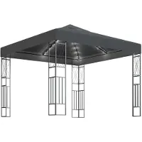 Syfax Pavillon mit LED-Lichterkette 3x3 m Anthrazit Stoff
