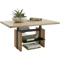 58 aufm Kessel Couchtisch eckig Cathi 110x65x50 Wohnzimmertisch Massivholz Wildeiche geölt 16178