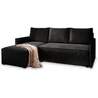 Masseno Ecksofa PERUSI mit Schlaffunktion L-Form, Sofa mit Bettkasten, Wohnzimmersofa, Couch, Soffa, Bettsofa, Couchgarnitur- Schwarz, POSO 135