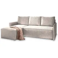Masseno Ecksofa PERUSI mit Schlaffunktion L-Form, Sofa mit Bettkasten, Wohnzimmersofa, Couch, Soffa, Bettsofa, Couchgarnitur- Creme, POSO 100