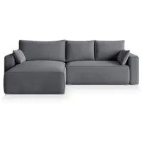 Masseno Ecksofa FORIL mit Schlaffunktion L-Form, Sofa mit Bettkasten, Wohnzimmersofa, Couch, Soffa, Bettsofa, Couchgarnitur- Grau, MONOLITH 85