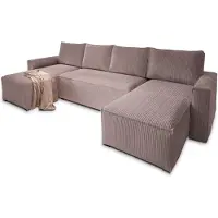 Masseno Ecksofa ASPRA mit Schlaffunktion U-Form, Sofa mit Bettkasten, Wohnzimmersofa, Couch, Soffa, Bettsofa, Couchgarnitur- Lila, POSO 130