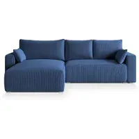Masseno Ecksofa FORIL P mit Schlaffunktion L-Form, Sofa mit Bettkasten, Wohnzimmersofa, Couch, Soffa, Bettsofa, Couchgarnitur- Blau, POSO 05