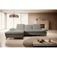 Masseno Ecksofa FELICE L-S mit Schlaffunktion L-Form, Sofa mit Bettkasten, Wohnzimmersofa, Couch, Soffa, Bettsofa, Couchgarnitur- Grau, MATANA 03