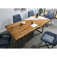 MASSIVMOEBEL24.DE MASSIVMOEBEL24 Baumtisch Mango 200x100x77 natur lackiert / U-Beine silber matt FREEFORM 5