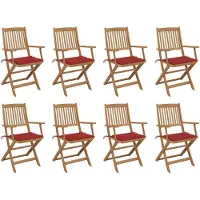 vidaXL Möbel Klappbare Gartenstühle mit Kissen 8 Stk. Massivholz Akazie - Gartenstühle 3075091